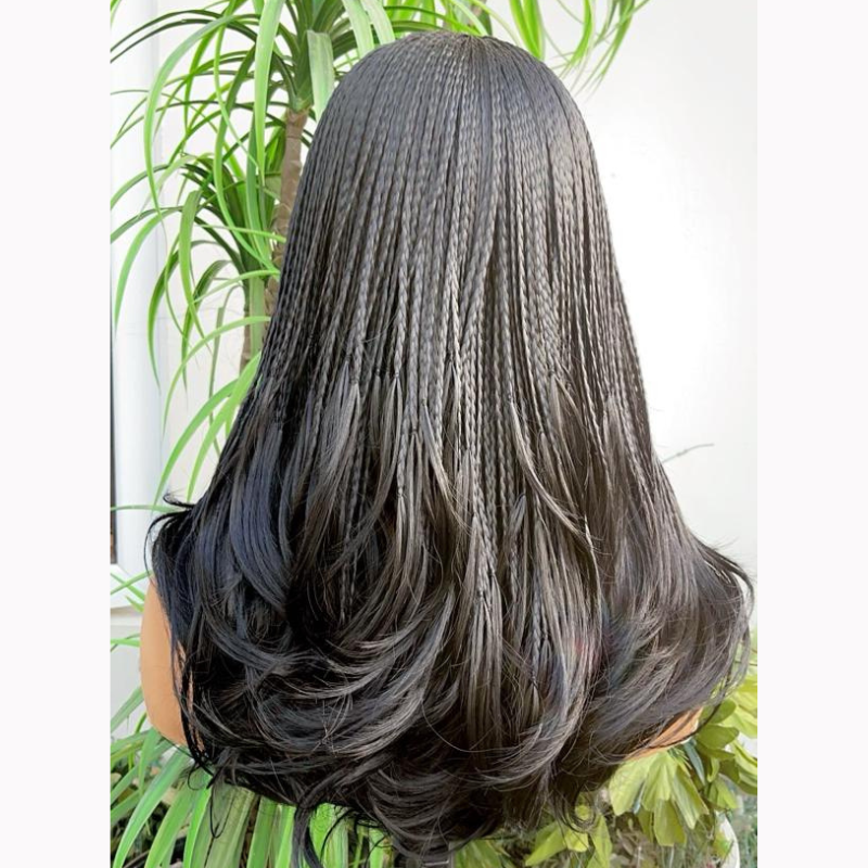 Mini Twists French Curl Braided HD Transparent Lace Front Wig - Natural Black (#1B)
