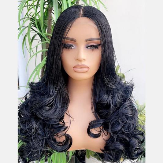 Nano Twists French Curl Braided HD Transparent Lace Front Wig - Natural Black (#1B)