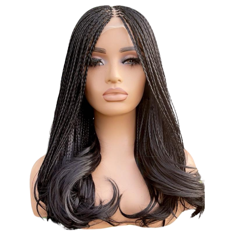 Mini Twists French Curl Braided HD Transparent Lace Front Wig - Natural Black (#1B)